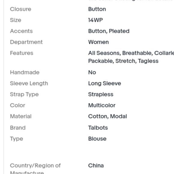 Talbots StripeTop Plus Size 14WP Petite Wrinkle Resistant Cotton Professional B4 - Picture 7 of 7